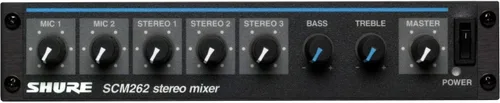 Shure SCM262 mezclador de micrófono estéreo con alimentación fantasma de 12V, perfecto para restaurantes, clases de aeróbic/clubes de salud,