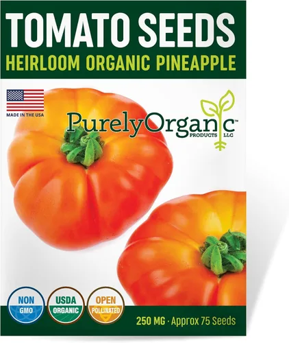 Semillas orgánicas de tomate de piña – USDA orgánicas, sin OMG, polinizadas abiertas, reliquia, origen estadounidense, semillas vegetales (1 paquete