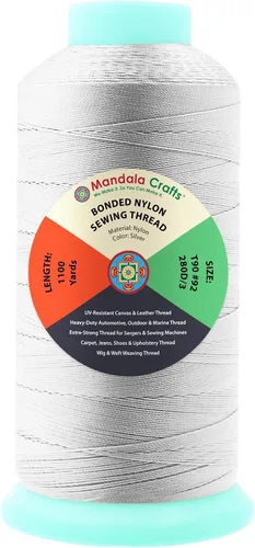 Miniatura 175 de Mandala Crafts - Hilo de nailon para coser cuero, tapicería, mezclilla y para trenzar el pelo; resistente, 1500 yardas, tamaño 69 T70 Marrón