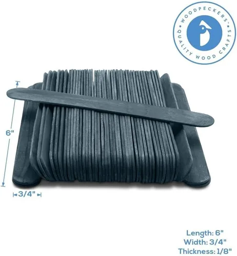 Miniatura 4 de Palitos negros para manualidades, palitos negros grandes, paquete de 100, cada palo de 6 pulgadas de largo x 3/4 pulgadas de ancho, por Woodpeckers