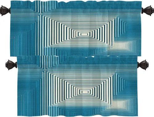 Miniatura 73 de Shrahala Abstract Pattern Geometric Blackout Window Curtains, Concentric Squares Thermal Insulated Curtains Grommet Long Drapes for Bedroom,Living