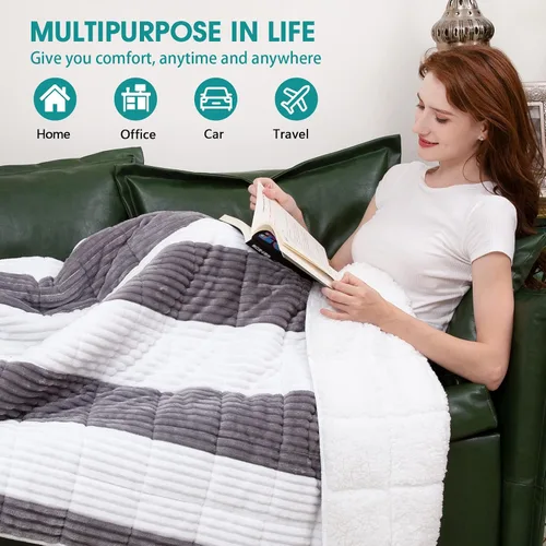 Miniatura 153 de Manta con Peso Azul para Adultos 12 libras, 48"x72", Tamaño Twin Full Manta Pesada Refrescante para 110-130 libras, Mantas Grandes de Microfibra