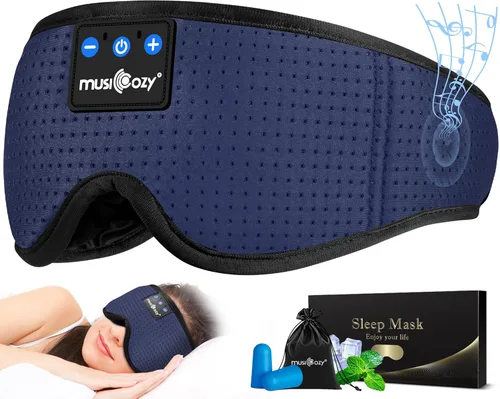Miniatura 20 de MUSICOZY - Auriculares para dormir 3D Bluetooth 5.4, máscara de ojos transpirable inalámbrica, auriculares para dormir con diadema para personas que