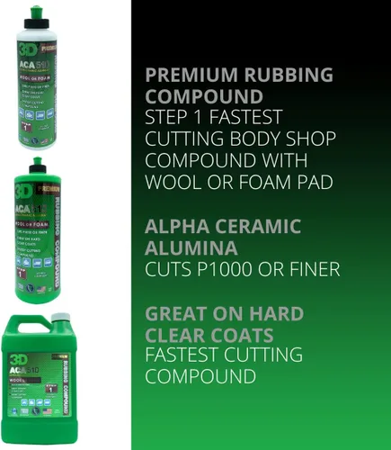 Miniatura 2 de 3D ACA 510 Compuesto para Pulir – Compuesto de Corrección de Pintura de Corte Rápido con Alúmina Cerámica Alfa Seguro para Talleres de Carrocería