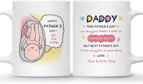 Miniatura 18 de Gossby Baby Bump - Taza de café personalizada para el primer día del padre para el futuro padre, marido de parte de la esposa, mensaje desde