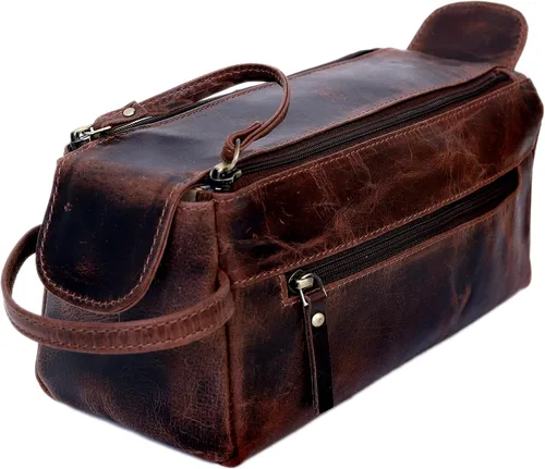 Kit de viaje de cuero Dopp Neceser Hombre Afeitado Mujeres y Hombres Caso Bolsas Organizador Baño Kit de Afeitar