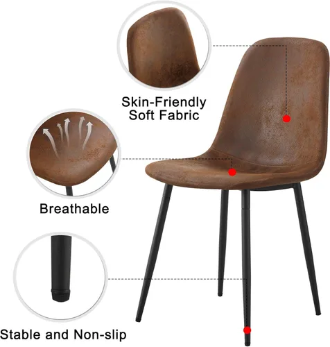 Miniatura 3 de gopop Juego de 4 sillas de comedor, modernas sillas de comedor de cocina, sillas laterales tapizadas para comedor en piel sintética, respaldos