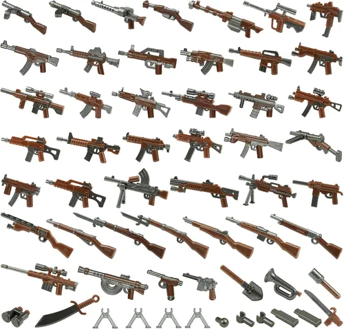 Miniatura 10 de Pamvava Paquete de armas militares WW2, juego de accesorios del ejército para figuras, más de 280 piezas de pistolas de ladrillo de soldado SWAT
