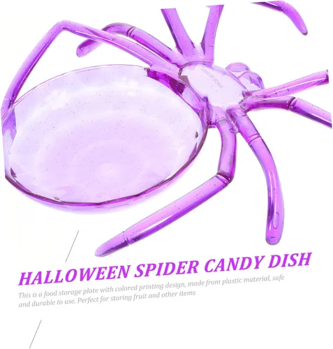 Miniatura 5 de Alipis Plato de araña, bandeja de servir en forma de araña de Halloween, plato de frutas de plástico, bandeja decorativa de postre para decoración