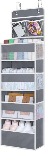 Miniatura 8 de Univivi Organizadores colgantes para colgar sobre la puerta, armario de guardería, armario de almacenamiento para bebés con 4 compartimentos Beige