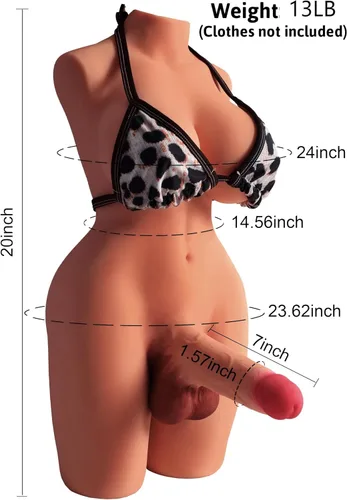 Miniatura 5 de Muñeca Sexual Transexual Torso Transexual con Pechos de Consolador Realista y Sexo Anal, Muñecas Sexuales Masculinas Transexuales para Hombres