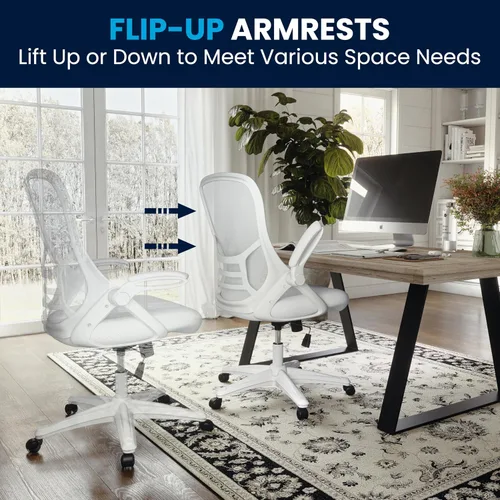 Miniatura 11 de Flash Furniture Porter - Silla de oficina giratoria de respaldo alto con soporte lumbar ajustable y altura, silla de escritorio ergonómica de malla
