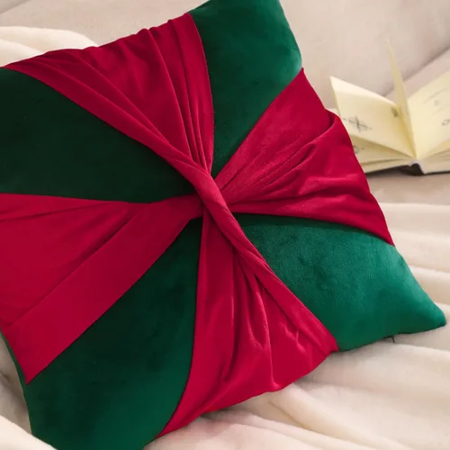 Miniatura 2 de Juego de 2 fundas de almohada de Navidad de 18 x 18 pulgadas, fundas de almohada de terciopelo con ciervos de Navidad color verde oscuro, fundas