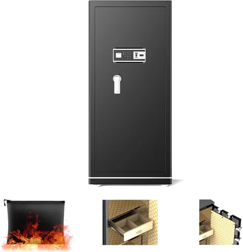 Miniatura 10 de Caja de seguridad biométrica de 6.5 pies cúbicos, caja de seguridad para el hogar con bolsa a prueba de fuego e impermeable, caja de seguridad