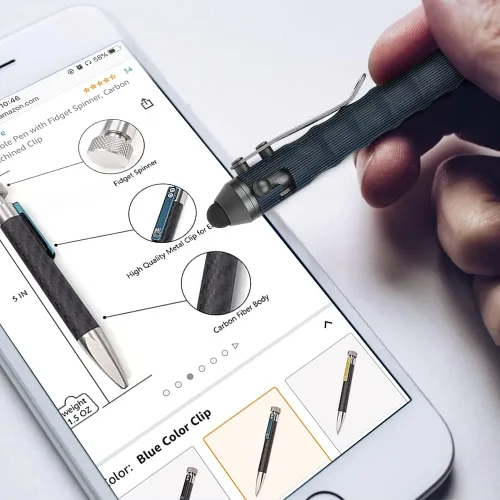 Miniatura 3 de Cool Hand Bolígrafos de Acción de Cerrojo de 4.5 pulgadas, Tinta de Bolígrafo EDC Recargable, Stylus para Pantalla Táctil, Agarre Ergonómico