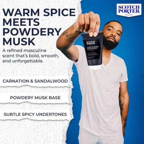 Miniatura 5 de Scotch Porter Acondicionador restaurador de barba sin enjuague, suavizante acondicionador profundo con sensación ligera, reduce el encrespamiento