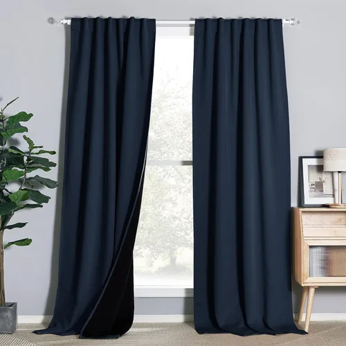 Miniatura 53 de NICETOWN Paneles de cortinas totalmente opacas para dormitorio que reducen el frío, cubiertas de ventana súper gruesas aisladas, cortinas Biscotti