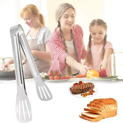 Miniatura 5 de Pinzas para servir, pinzas de cocina, pinzas de buffet, pinzas de acero inoxidable para alimentos, pinzas pequeñas, paquete de 6 (7 pulgadas)