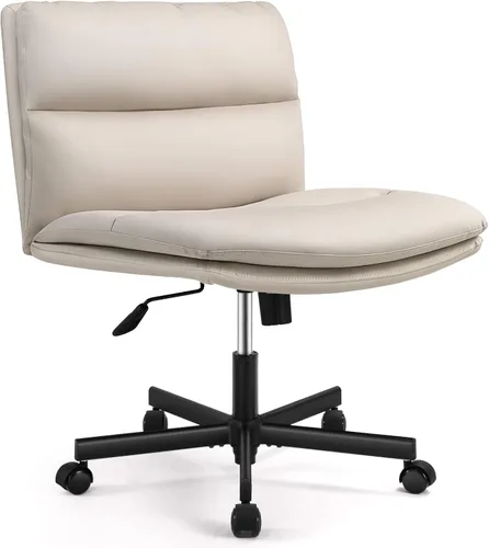 EMIAH Silla cruzada con ruedas, sillas de escritorio de oficina en casa, silla de tocador acolchada de poliuretano, silla ergonómica de computadora