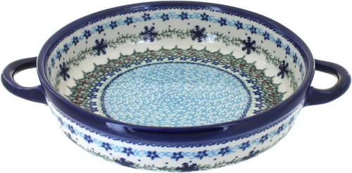 Miniatura 7 de Blue Rose Polish Pottery - Horno redondo pequeño Ashley naranja con asas, 9 pulgadas de diámetro, único, apto para lavavajillas y duradero