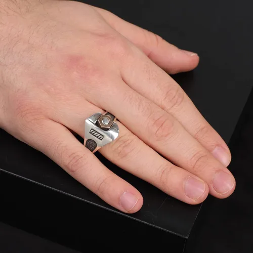 Miniatura 6 de Sterling Silver Fidget Ring Men, Screw Ring Men, Fidget Spinner Ring, Unique Ring, Biker Ring, Anniversary, Memorial