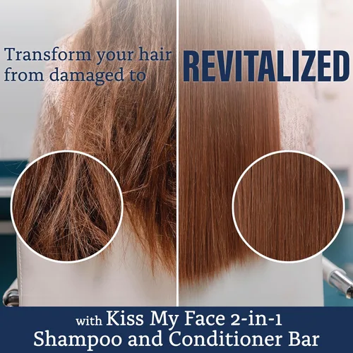 Miniatura 2 de Kiss My Face Barra de champú y acondicionador 2 en 1, hidratante, calmante, suaviza para todo tipo de cabello, sin aceite de palma, libre