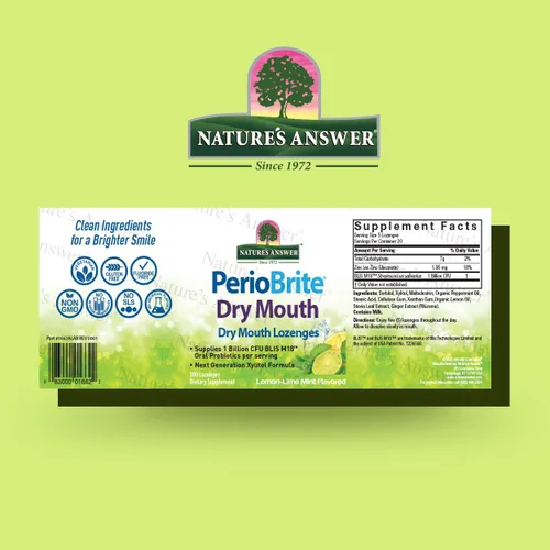 Miniatura 3 de Nature's Answer Periobrite Dry Mouth 100 pastillas sin alcohol Refresca el aliento Elimina la placa Reduce la inflamación de las encías
