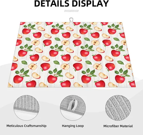Miniatura 3 de Apple Orchard - Tapete de secado de platos de grano de madera de 18 x 24 pulgadas para encimera de cocina, almohadilla absorbente de microfibra