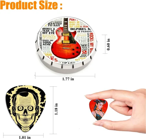 Miniatura 6 de 24 piezas de púas de guitarra 4 espesores de púas de guitarra delgadas, medianas, pesadas, púas de guitarra 0.46 0.71 0.96 1.20 mm, regalo único