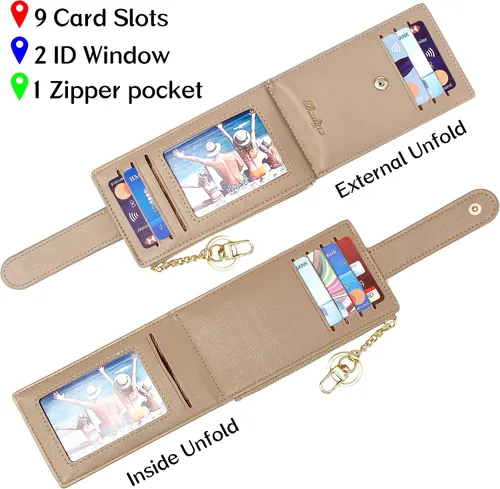 Miniatura 4 de Badiya Tarjetero para mujeres con RFID, carteras delgadas, plegables, tarjetero multifuncional, monedero