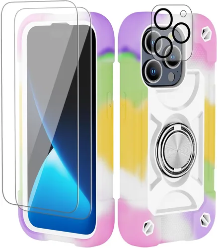 Miniatura 58 de Funda para iPhone 11 de 6.1 pulgadas con soporte de anillo, con 2 protectores de pantalla de vidrio, resistente a los golpes, resistente a