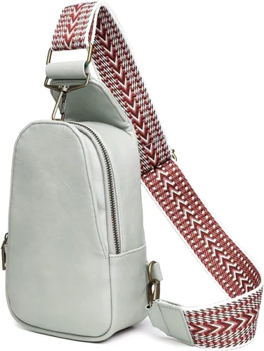 BRZSACR Bolso bandolera para mujer, bolso cruzado de piel sintética, bolsa de pecho para mujer, ciclismo, senderismo, 1 unidad, Gris