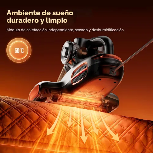 Miniatura 6 de JIGOO Aspiradora de Cama T600 con Luz UV-C, Succión de 15Kpa 700W Aspiradoras de Mano Potentes de Doble Depósito, Aspiradora de Colchón con Sensor