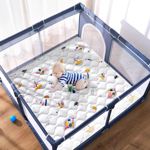 Miniatura 4 de Tapete de espuma de alta densidad para bebé, 47 x 47 pulgadas, grueso, de una pieza, cómodo y suave, antideslizante, lavable a máquina, tapete