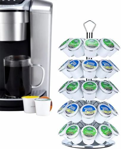 Miniatura 8 de Soporte para cápsulas de café K de almacenamiento de 4 niveles compatible con 36 cápsulas K-Cup 27 vainas-3 niveles