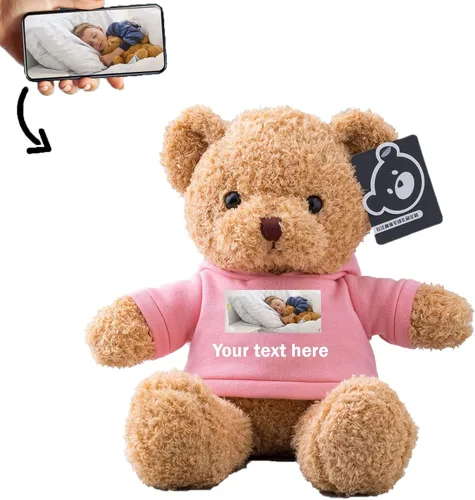 Miniatura 12 de Oso de peluche personalizado con texto + foto, oso de San Valentín, animales de peluche, juguetes de peluche como regalos personalizados para Negro