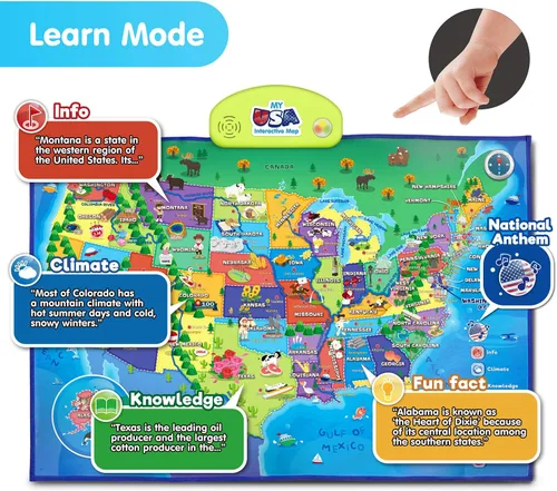 Miniatura 3 de BEST LEARNING i-Poster My USA Interactive Map – Juguete educativo inteligente para niños o niñas de 5 a 12 años Geografía de Navidad