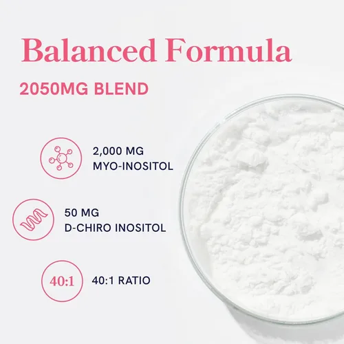 Miniatura 3 de Myo-inositol y D-Chiro Inositol para el equilibrio hormonal para mujeres Proporción ideal de 40:1 Suplemento de apoyo para el ciclo menstrual
