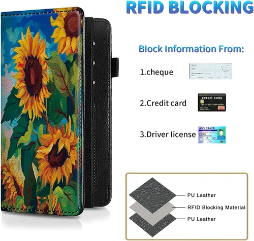 Miniatura 34 de Funda para chequera para hombres y mujeres, cartera de cuero RFID con ranuras para tarjetas de crédito, soporte de cheques duplicados personales