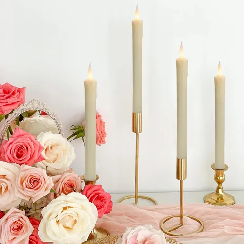 Miniatura 7 de Paquete de 6 velas LED de 10 pulgadas sin llama de cera real de color marfil con control remoto, botón de encendido/apagado, regulable, modo