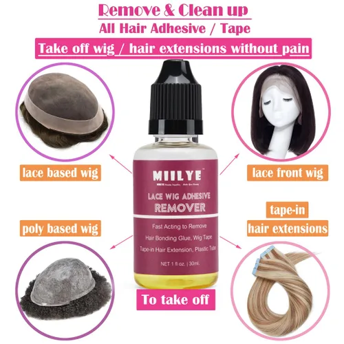 Miniatura 8 de MIILYE Juego de spray de pegamento para peluca para encaje frontal Pegamento blanco y removedor con banda de fusión Kit de encaje
