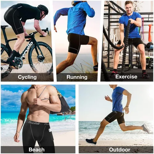 Miniatura 6 de Runhit - Pantalones cortos deportivos de compresión para hombre, de elastano para correr y entrenar