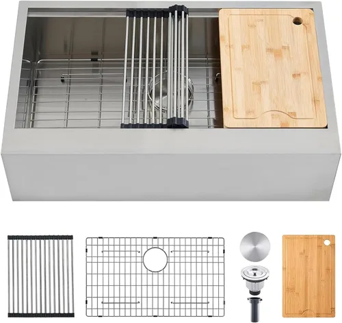 Miniatura 14 de SHACO Fregadero de barra de 15 x 15 pulgadas, fregadero de cocina pequeño de acero inoxidable de 15 pulgadas, fregadero de cocina pequeño de un solo