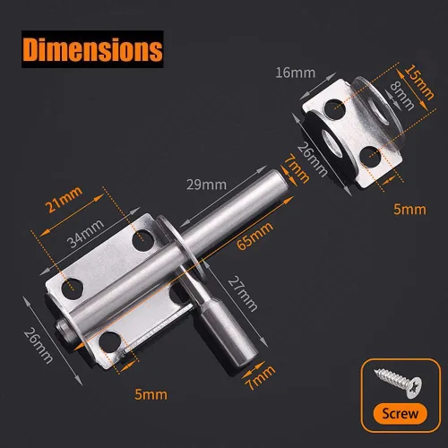 Miniatura 2 de Mini cerrojo deslizante para puerta, 2.6 pulgadas de acero inoxidable resistente (paquete de 2) OLT con orificio para candado, pestillos interiores