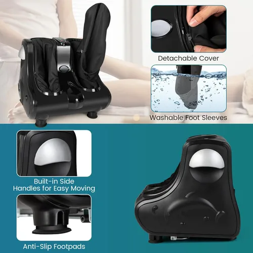 Miniatura 5 de MEDIMALL Masajeador de pies y pantorrillas, masajeador eléctrico de pies con calefacción suave y función de vibración, inclinación ajustable