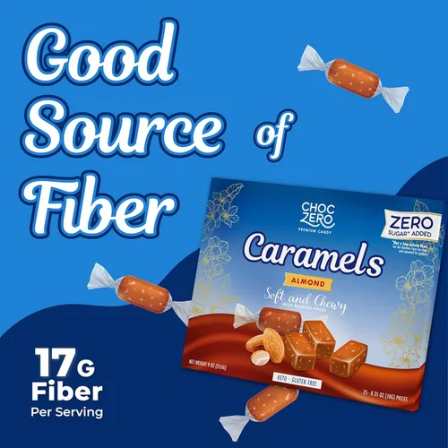 Miniatura 5 de ChocZero Caramelos de Almendra Sin Azúcar, Blandos y Masticables con Almendras Tostadas, Dulce Keto, Todo Natural, Snack Bajo en Carbohidratos