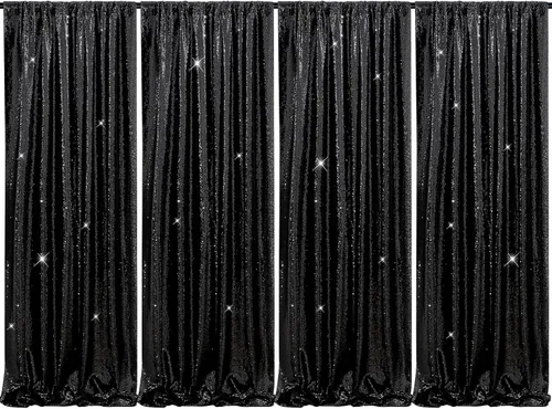 Miniatura 33 de Cortinas con lentejuelas doradas, 2 unidades de 2 x 8 pies, con brillantina, telón de fondo para bodas Rojo