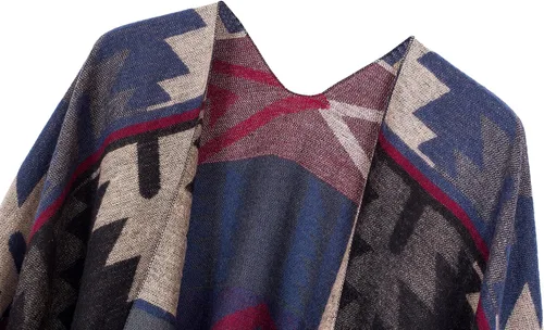 Miniatura 21 de Chales cálidos para mujer, cárdigan con frente abierto, estilo vintage, poncho
