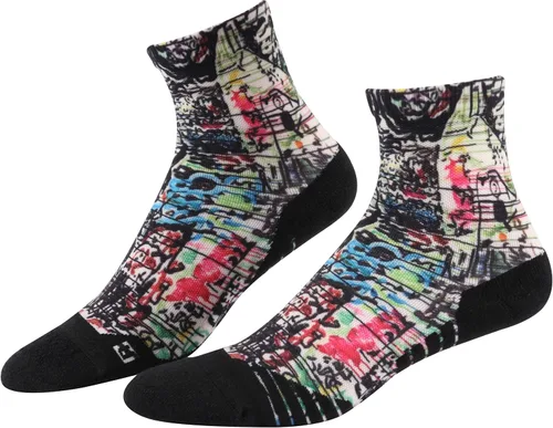 HUSO Calcetines de correr para hombre y mujer, con estampado colorido y divertido, antiampollas, atléticos, para deportes, 1, 3, 4, 7 pares