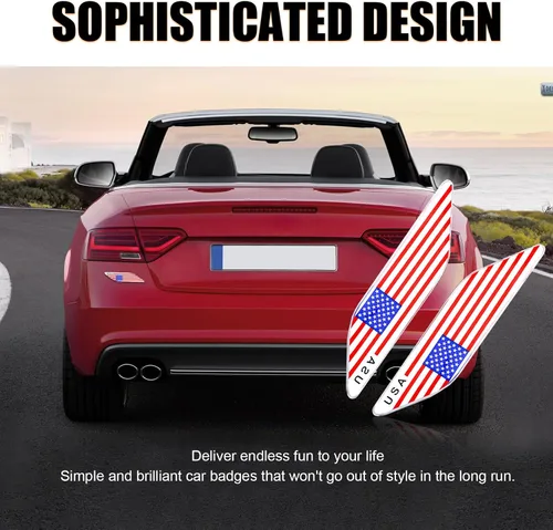 Miniatura 6 de Ziciner 2 PCS Emblema de Insignia 3D de la Bandera de Estados Unidos, Insignia de Emblema para Guardabarros Delanteros de Automóvil, Calcomanías